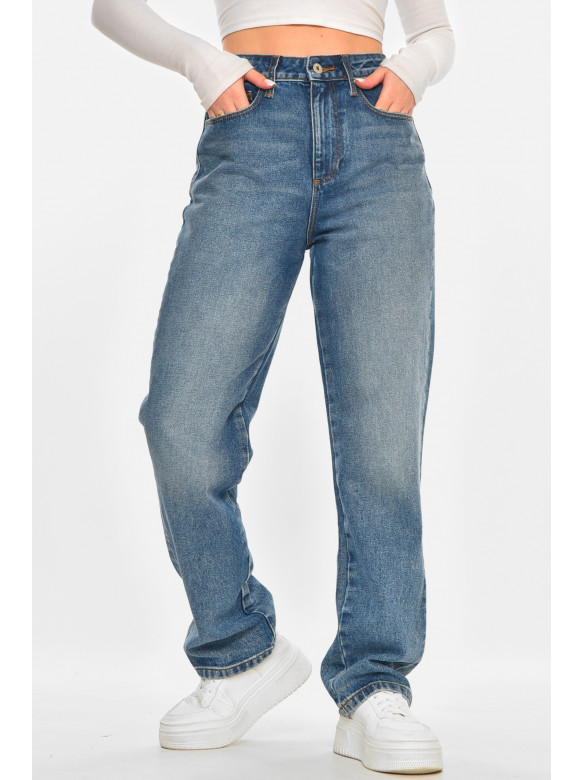Джинси жіночі однотонні синього кольору 212754C