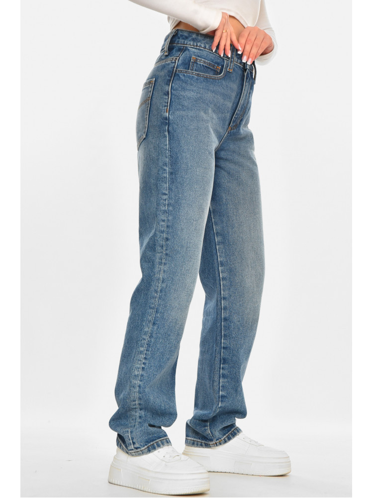 Джинси жіночі однотонні синього кольору 212754C