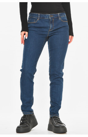 Джинси жіночі однотонні темно-синього кольору 212757C