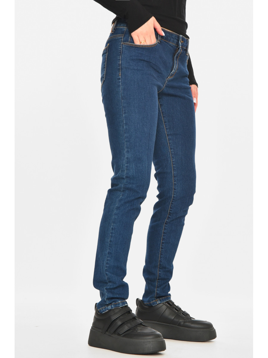 Джинси жіночі однотонні темно-синього кольору 212757C