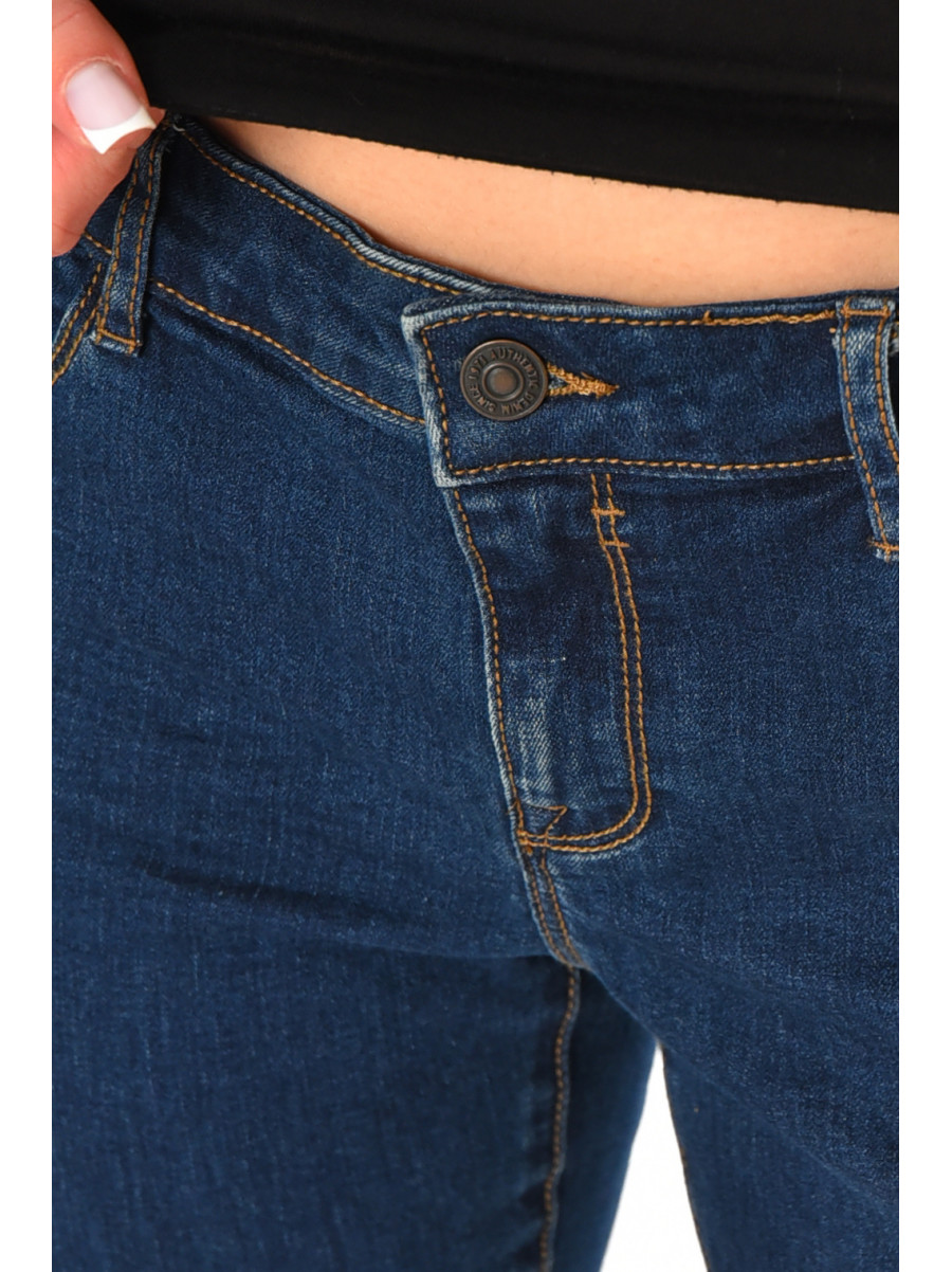 Джинси жіночі однотонні темно-синього кольору 212757C
