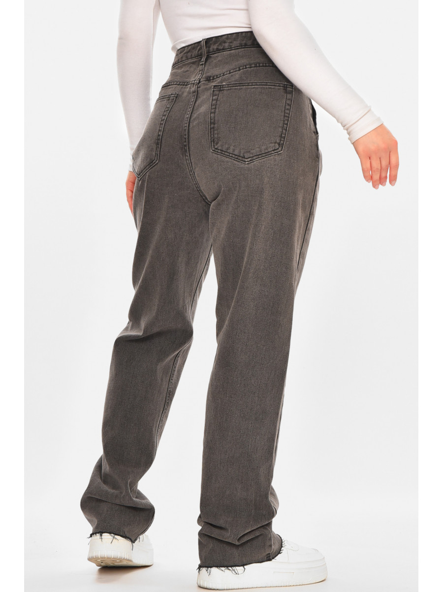 Джинси жіночі однотонні темно-сірого кольору 212758C