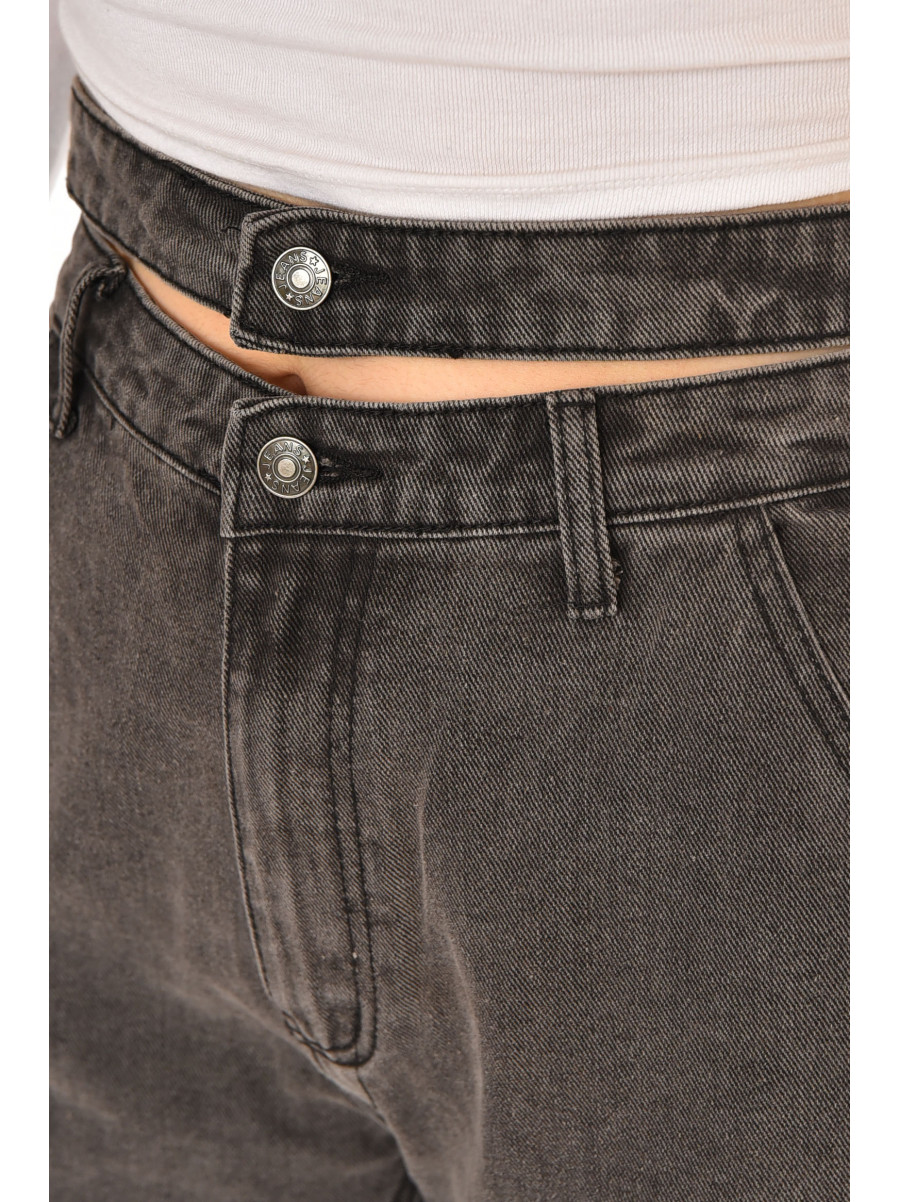 Джинси жіночі однотонні темно-сірого кольору 212758C