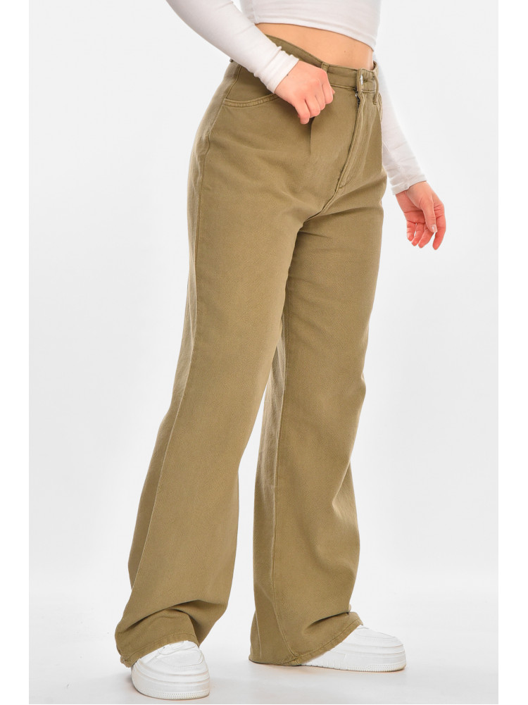 Штани жіночі однотонні темно-бежевого кольору 212759C