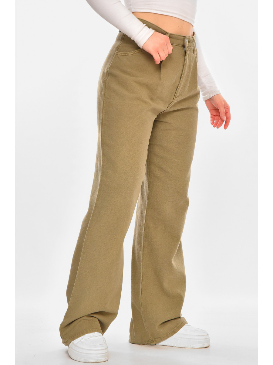Штани жіночі однотонні темно-бежевого кольору 212759C