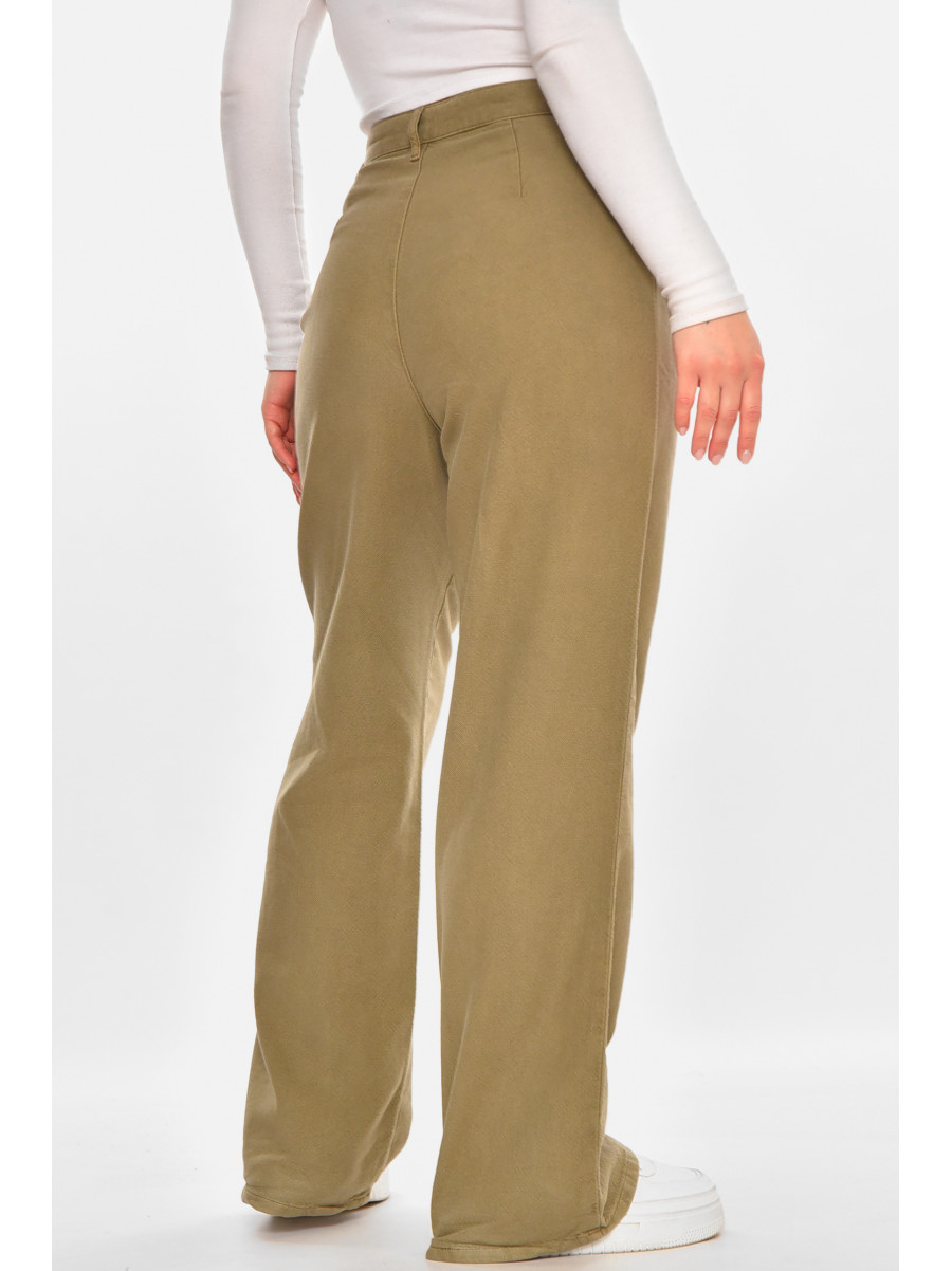 Штани жіночі однотонні темно-бежевого кольору 212759C