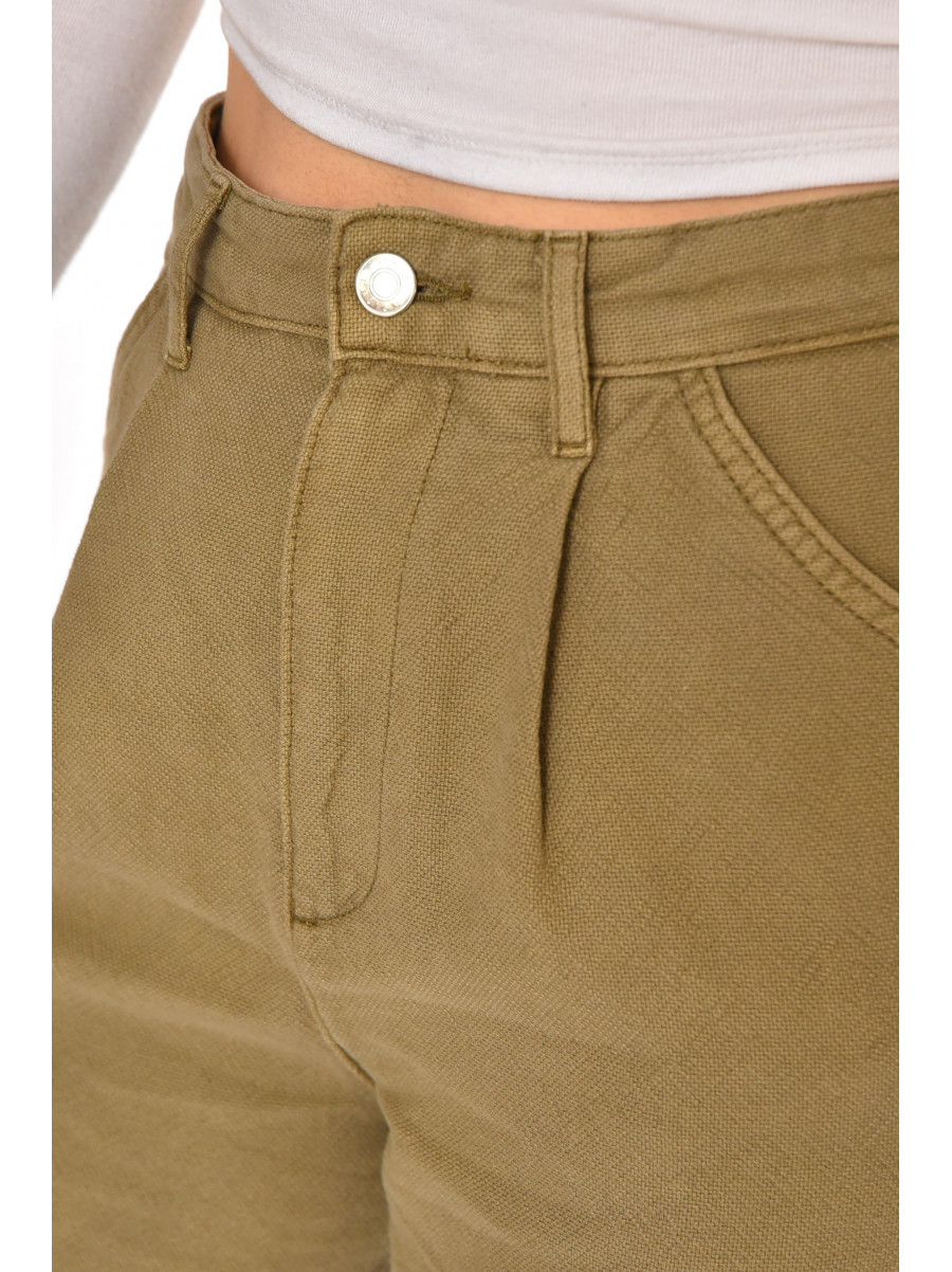 Штани жіночі однотонні темно-бежевого кольору 212759C