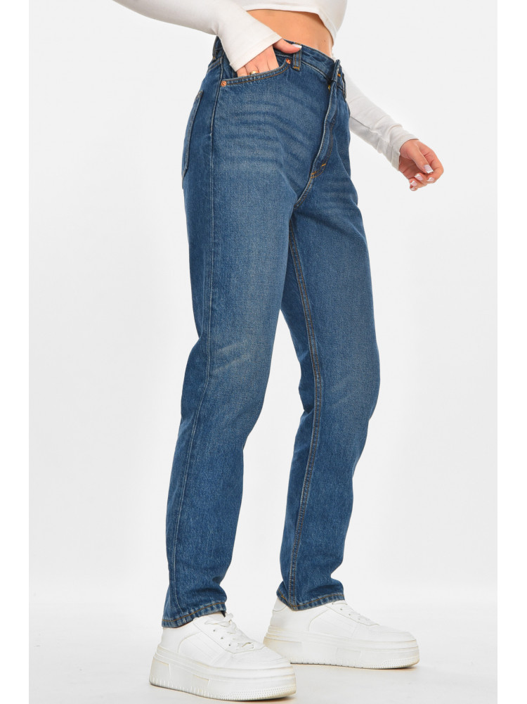 Джинси жіночі однотонні синього кольору 212760C