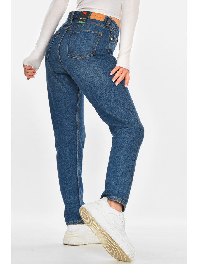 Джинси жіночі однотонні синього кольору 212760C