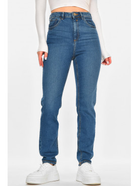 Джинси жіночі однотонні синього кольору 212761C