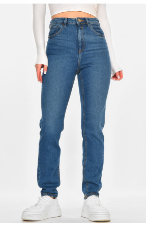 Джинси жіночі однотонні синього кольору 212761C