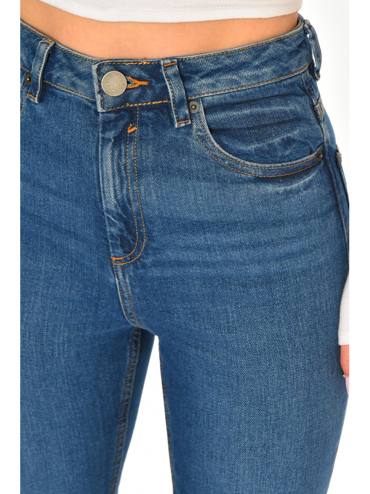 Джинси жіночі однотонні синього кольору 212761C