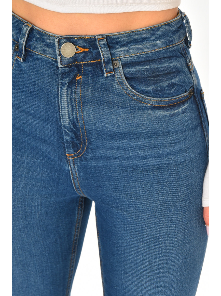 Джинси жіночі однотонні синього кольору 212761C