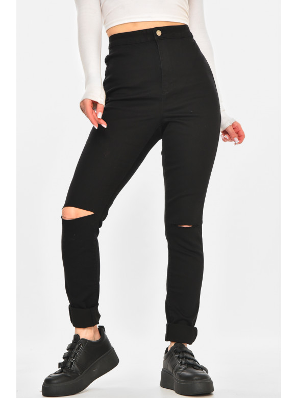 Штани жіночі однотонні чорного кольору 212762C