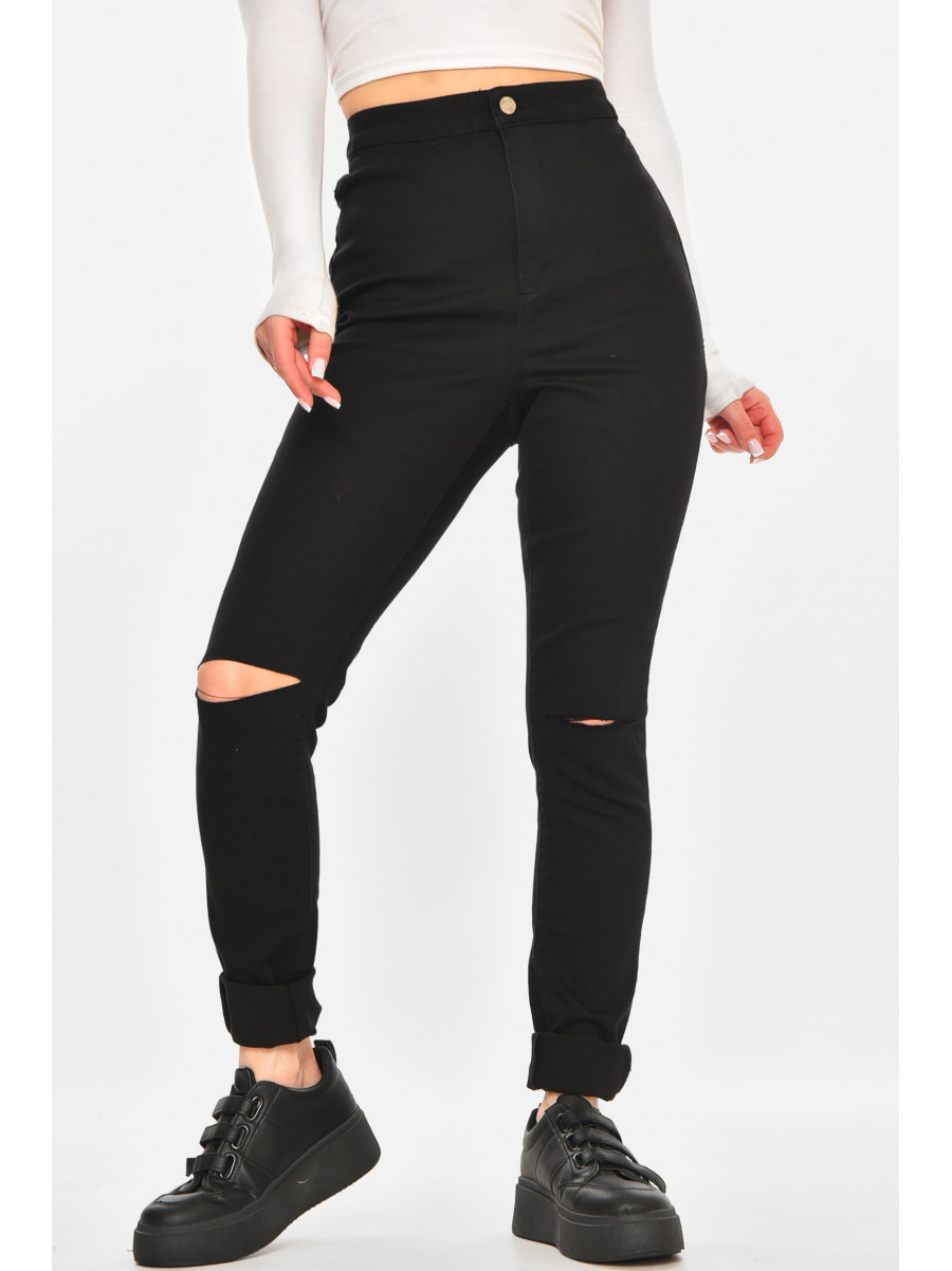 Штани жіночі однотонні чорного кольору 212762C