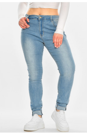 Джинси жіночі однотонні блакитного кольору 212764C