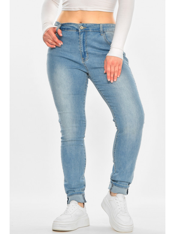 Джинси жіночі однотонні блакитного кольору 212764C