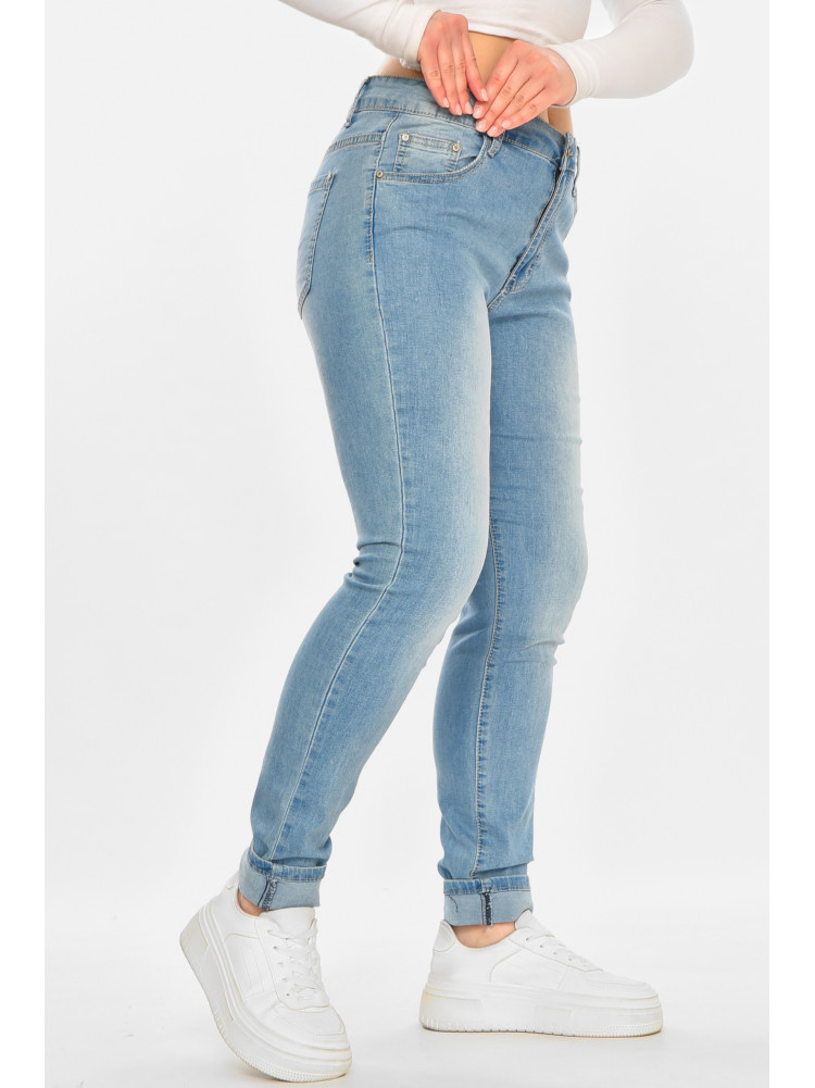 Джинси жіночі однотонні блакитного кольору 212764C