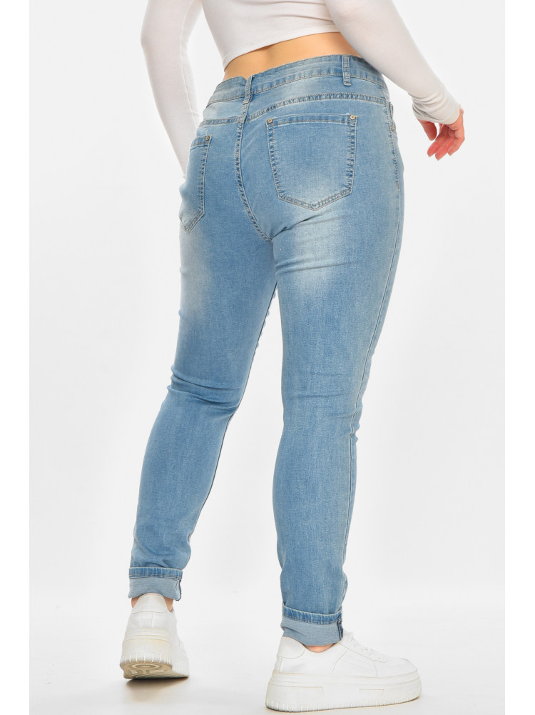 Джинси жіночі однотонні блакитного кольору 212764C