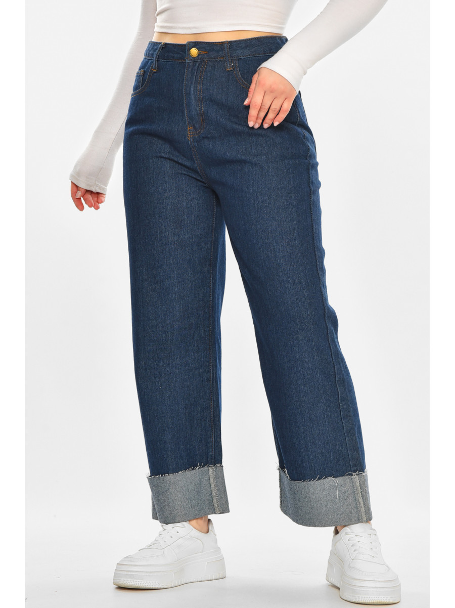 Джинси жіночі однотонні темно-синього кольору 212765C