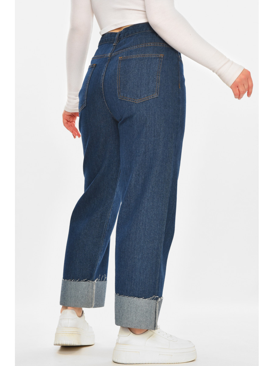 Джинси жіночі однотонні темно-синього кольору 212765C