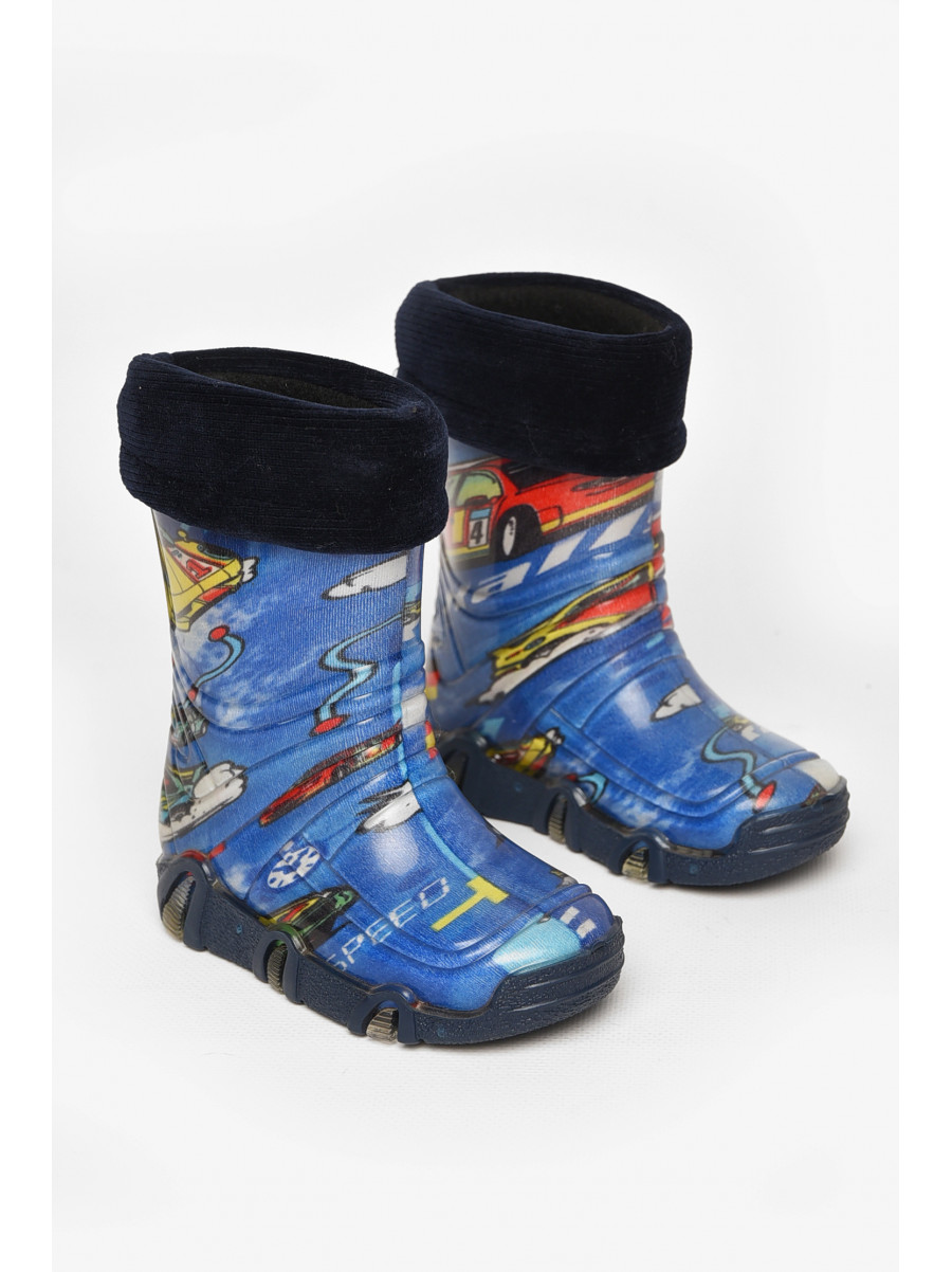 Сапоги резиновые  детские синего цвета со съемным носком 212767C