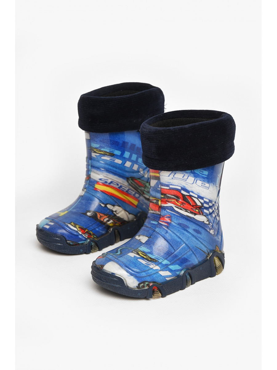 Сапоги резиновые  детские синего цвета со съемным носком 212767C