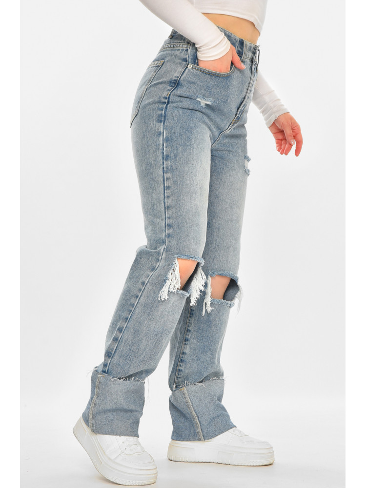 Джинси жіночі однотонні блакитного кольору 212768C