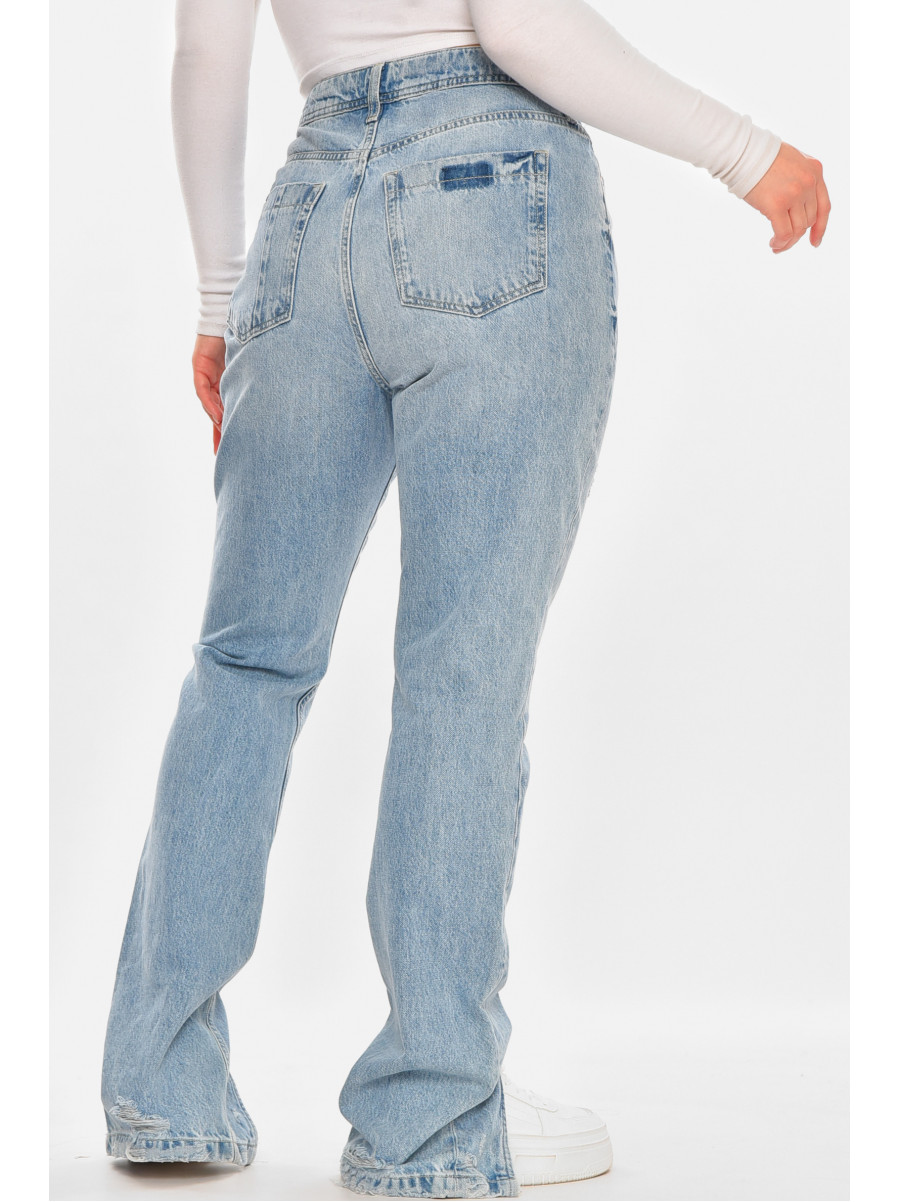 Джинси жіночі однотонні блакитного кольору 212769C