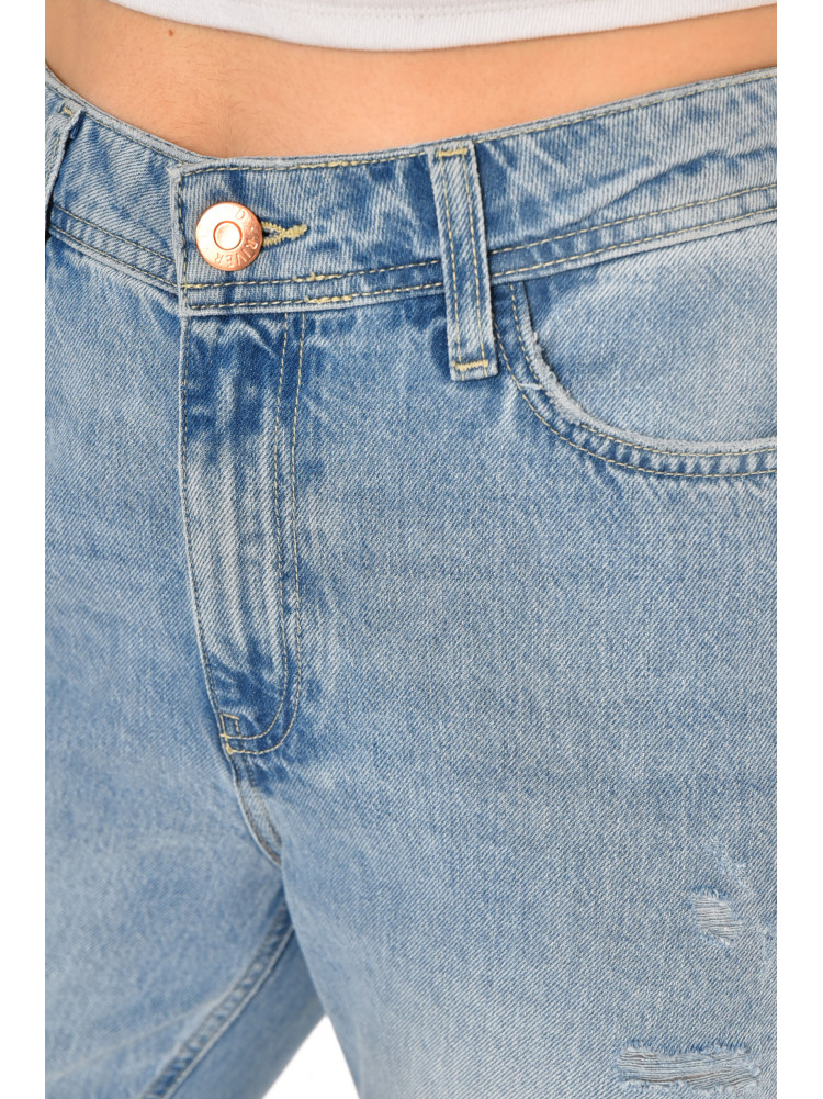 Джинси жіночі однотонні блакитного кольору 212769C