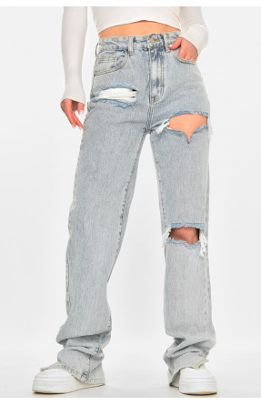 Джинси жіночі однотонні блакитного кольору 212770C