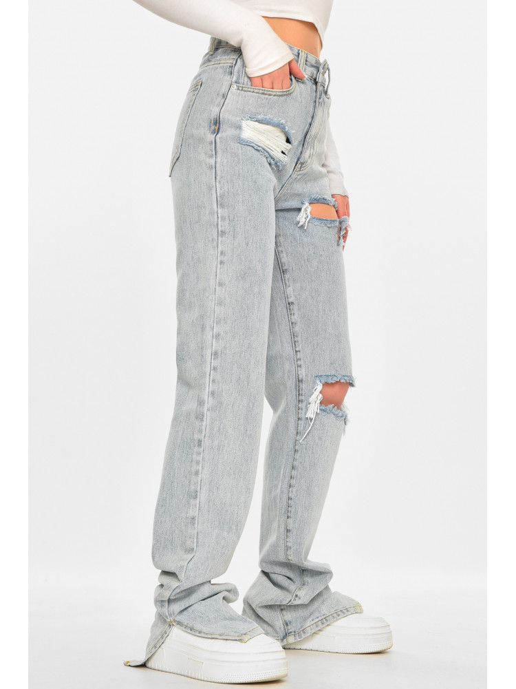 Джинси жіночі однотонні блакитного кольору 212770C