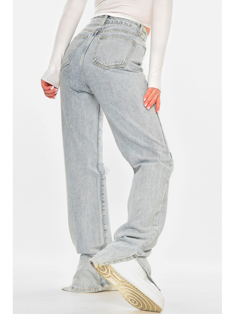 Джинси жіночі однотонні блакитного кольору 212770C