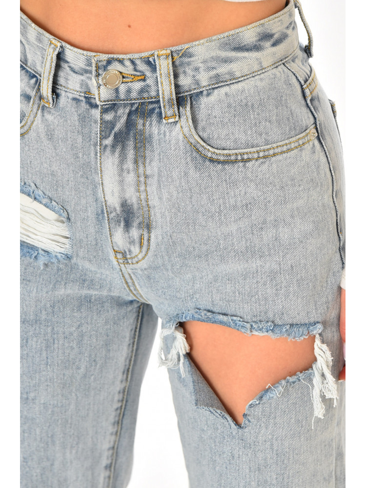 Джинси жіночі однотонні блакитного кольору 212770C