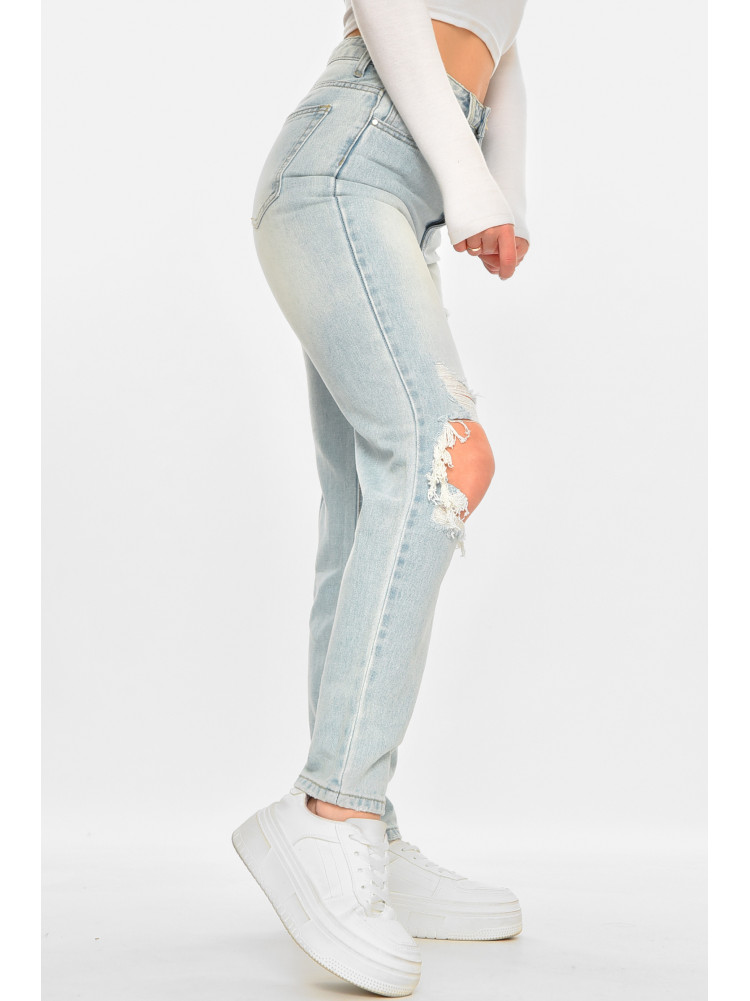 Джинси жіночі однотонні блакитного кольору 212771C