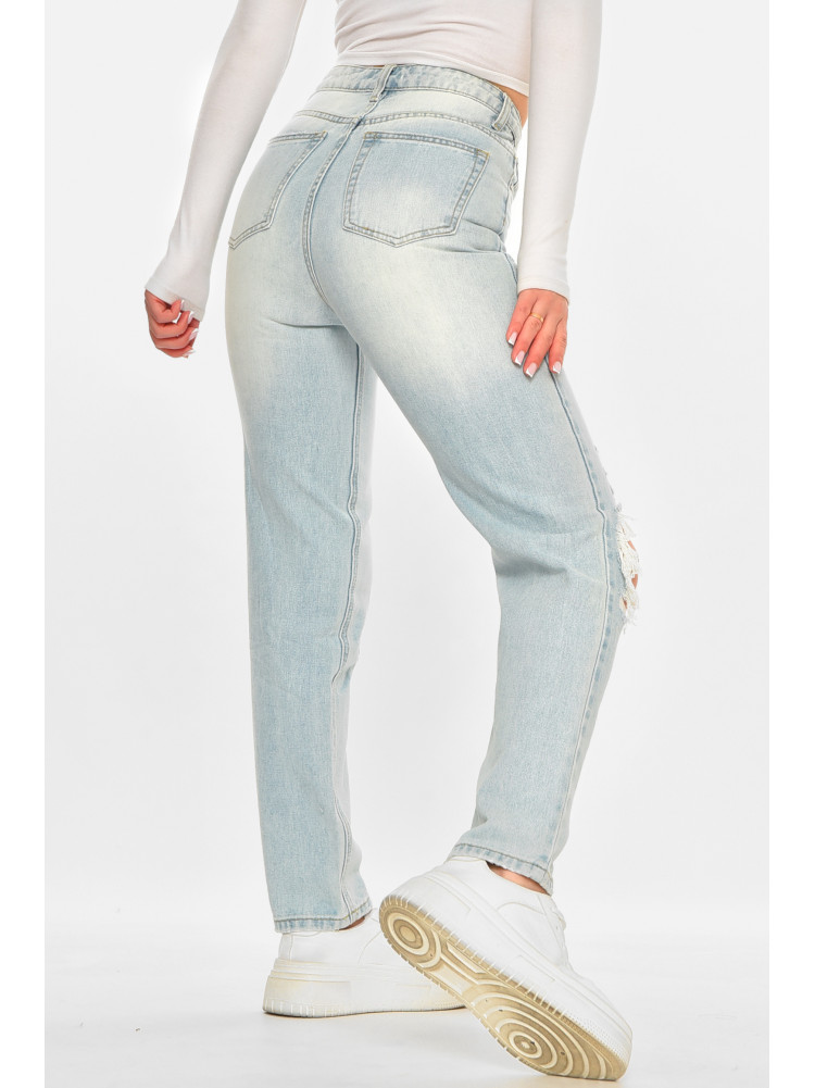 Джинси жіночі однотонні блакитного кольору 212771C