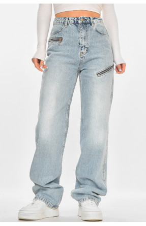 Джинси жіночі однотонні блакитного кольору 212772C