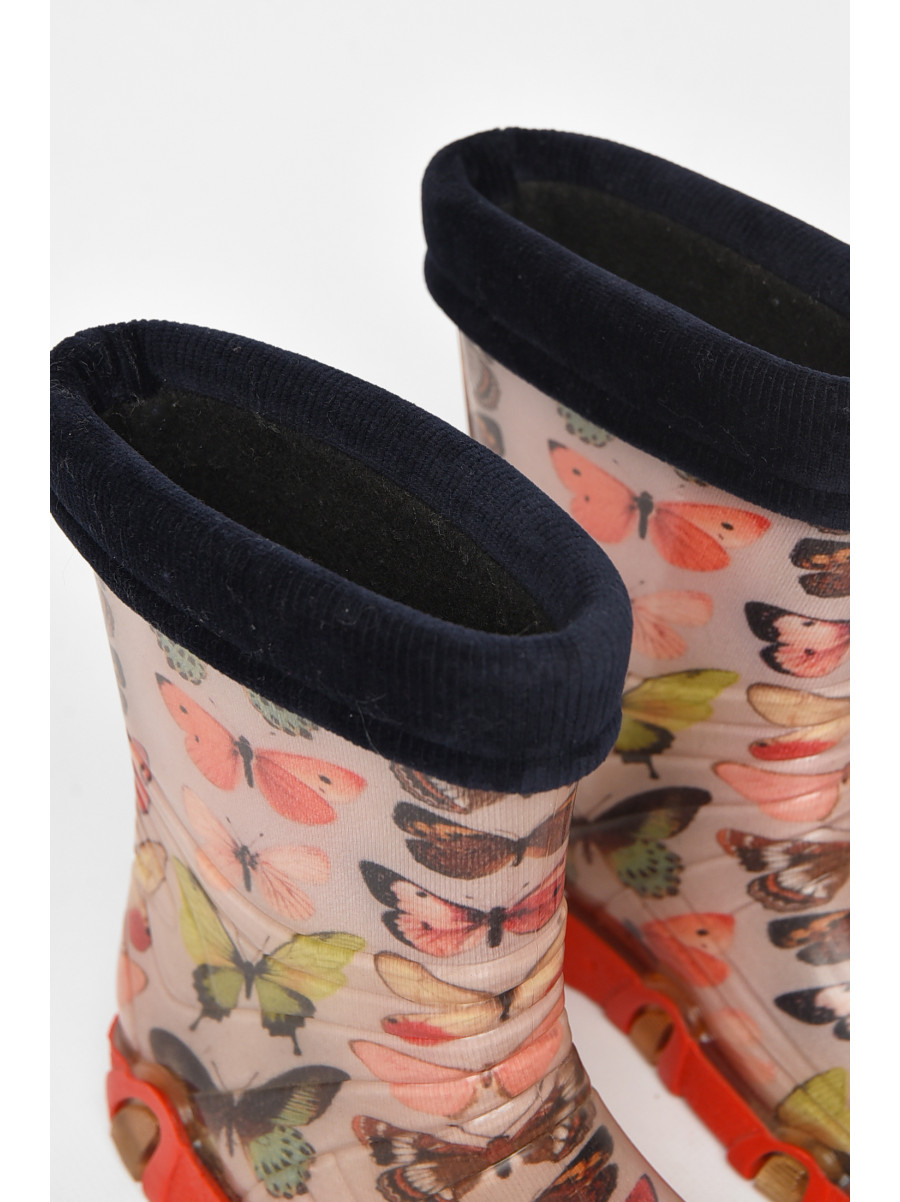 Сапоги резиновые  детские светло-бежевого цвета  со съемным носком 212775C