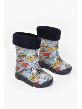 Сапоги резиновые  детские голубого цвета  со съемным носком 212776C