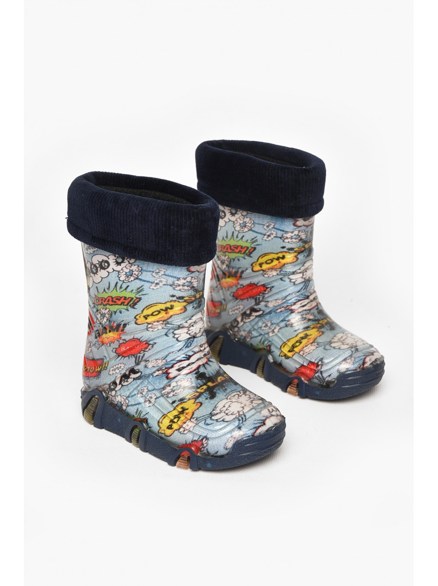 Сапоги резиновые  детские голубого цвета  со съемным носком 212776C