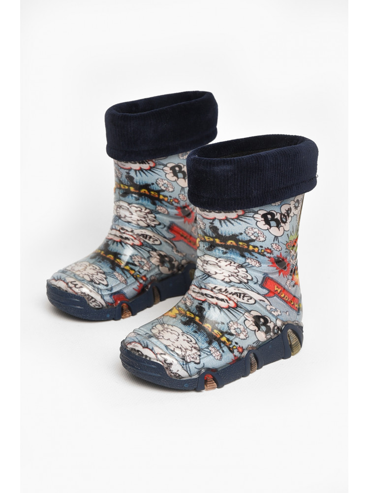 Сапоги резиновые  детские голубого цвета  со съемным носком 212776C