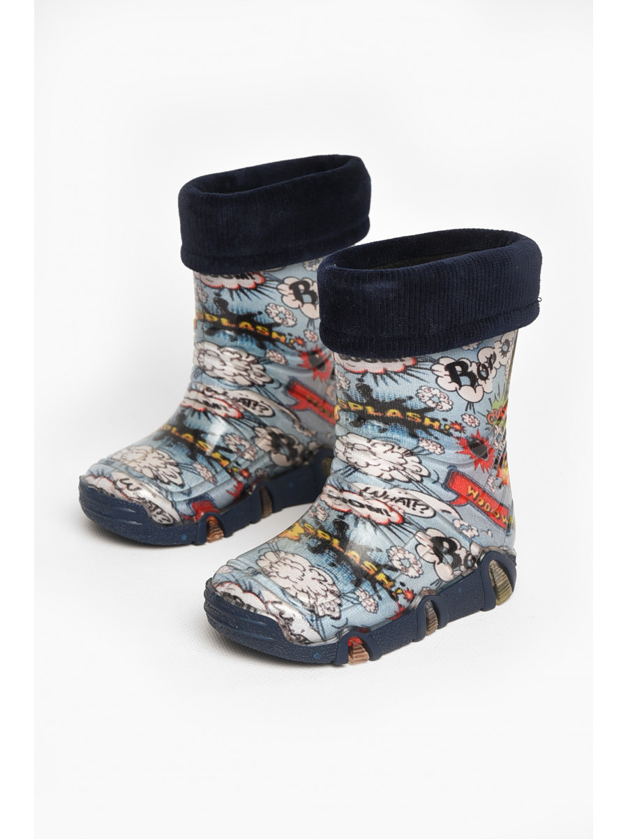 Сапоги резиновые  детские голубого цвета  со съемным носком 212776C