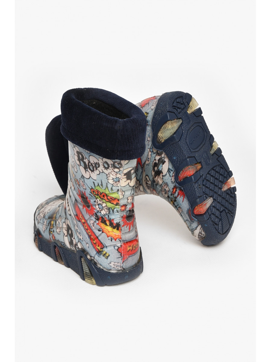 Сапоги резиновые  детские голубого цвета  со съемным носком 212776C