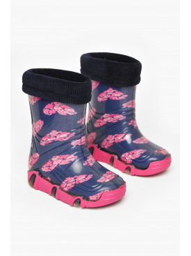 Чоботи гумові дитячі темно-синього кольору зі з'ємною шкарпеткою 212777C