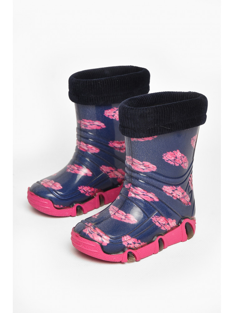 Сапоги резиновые  детские темно-синего цвета  со съемным носком 212777C