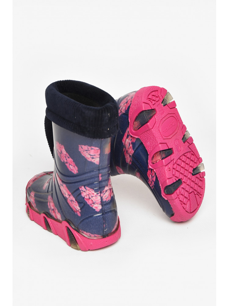 Сапоги резиновые  детские темно-синего цвета  со съемным носком 212777C