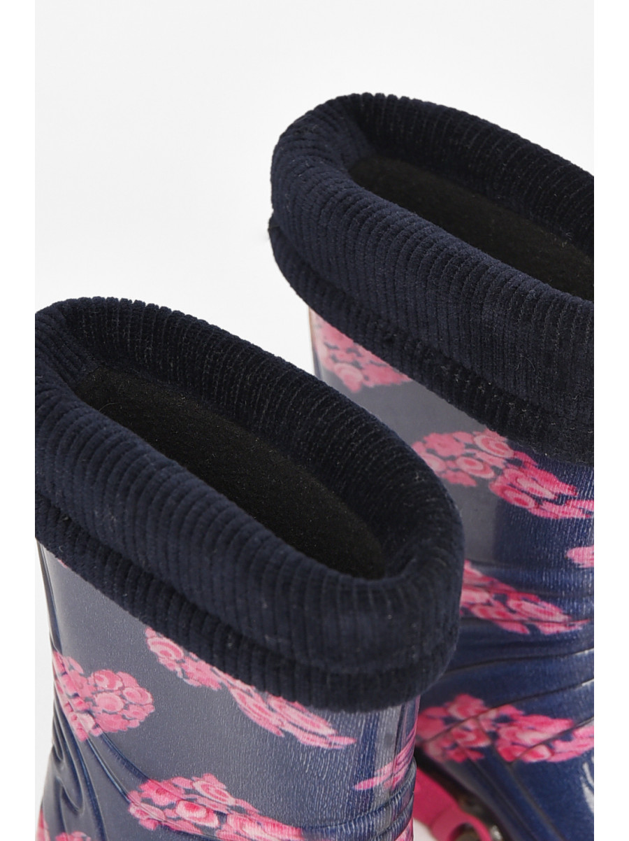 Сапоги резиновые  детские темно-синего цвета  со съемным носком 212777C