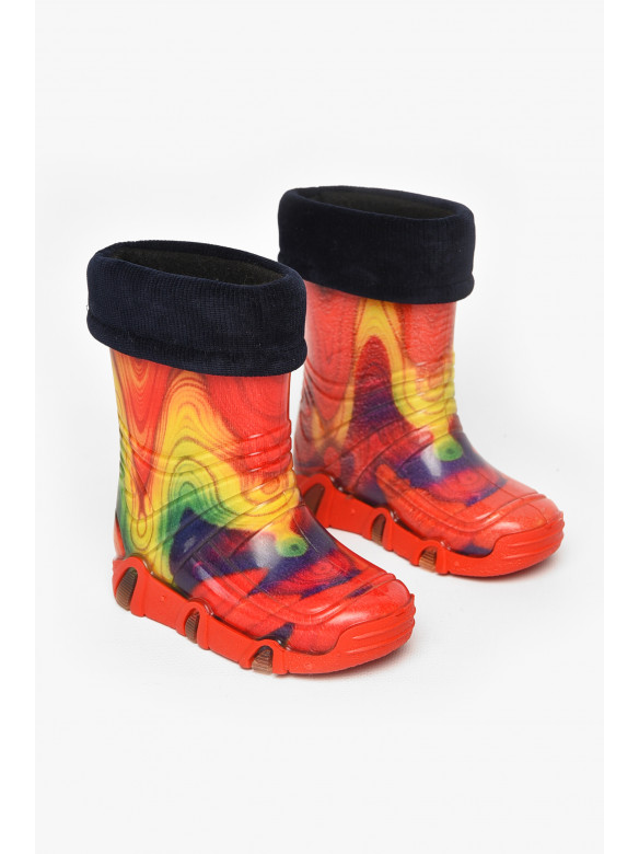 Сапоги резиновые  детские красного цвета  со съемным носком 212779C