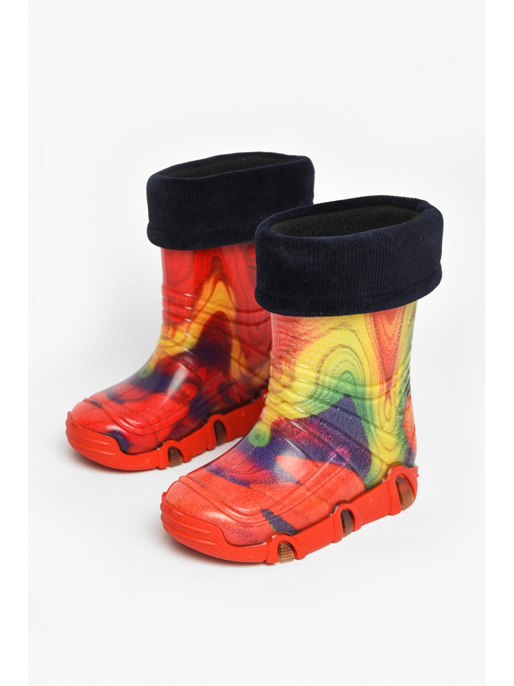 Сапоги резиновые  детские красного цвета  со съемным носком 212779C