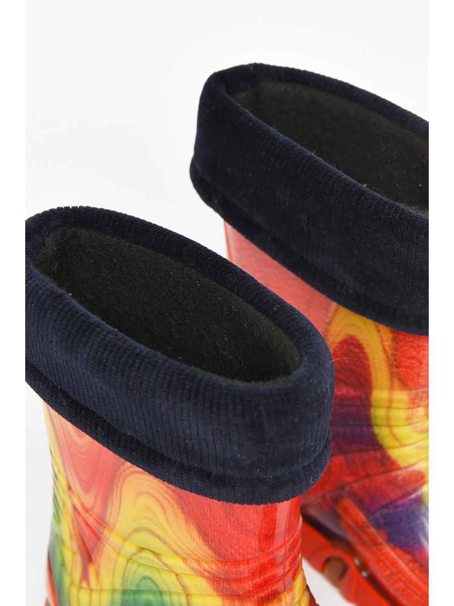 Сапоги резиновые  детские красного цвета  со съемным носком 212779C